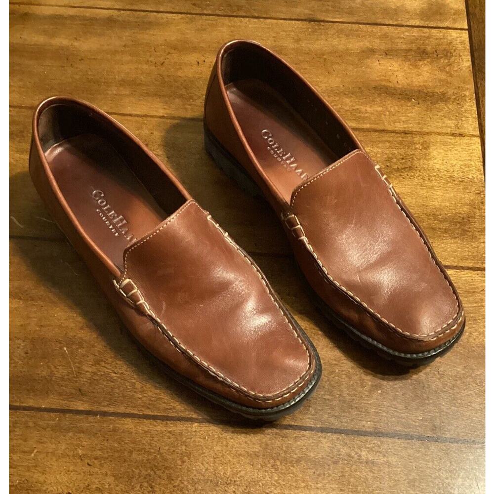 Women's Cole Haan Country Vtg 8 Shoes Brown Leather Slip On Flat Loafers D17937